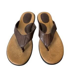 BOC Faux Leather Sandals Womens 6 Brown Boho Beach Summer Thong Flip Flop Casual